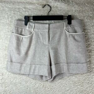 Parameter Womens Shorts Beige Heathered Cuffed Hem Pockets Flat Front 8‎